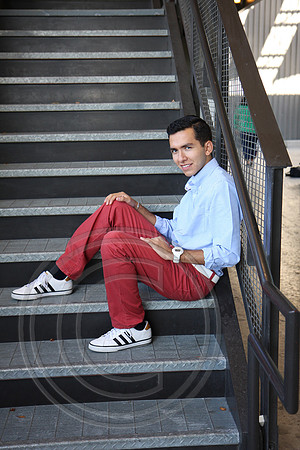 Senior boy on Pearl steps